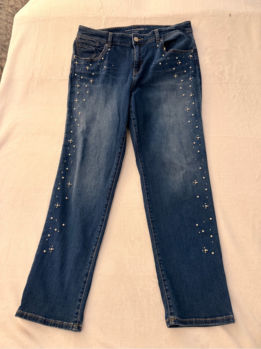 Chico’s Pearl-Embellished Boyfriend Women’s Jeans size: 14 - Picture 2 of 7